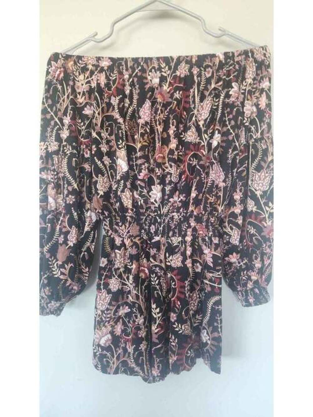 Free People Floral Off-the-Shoulder Open Back Romper Size XS